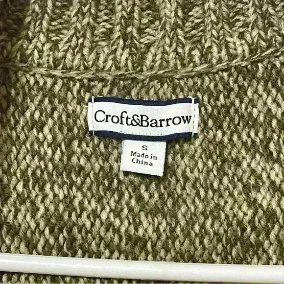 Croft Barrow Brown Knit Cardigan Marled Cable Short Sleeve Button Size Small - Picture 5 of 8